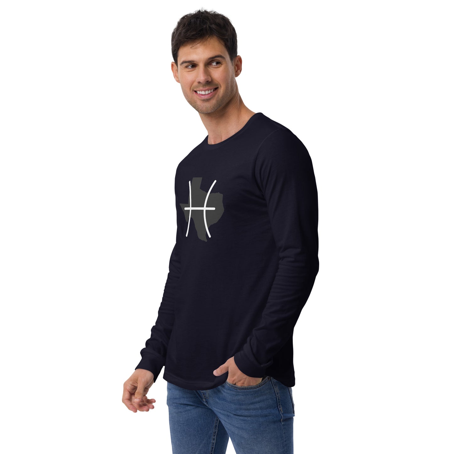 Texas/Pisces Unisex Long Sleeve Tee (Zodiac/State)